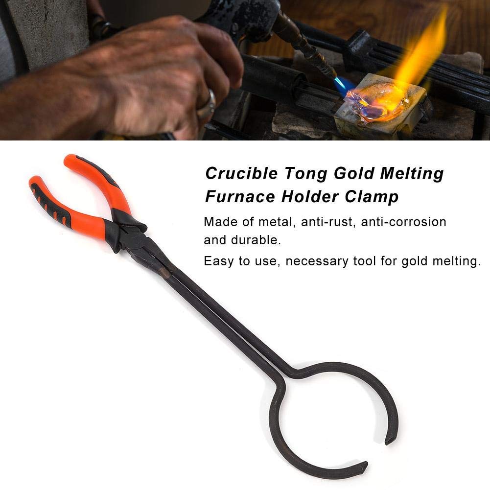 Crucible Tong Gold Melting Furnace Holder Clamp, Graphite Torch Melting Casting, Steel Crucible Tong Gold Melting Furnace Holder Clamp, Crucible Tongs for Casting Precious Metals Jewelry Making Tool