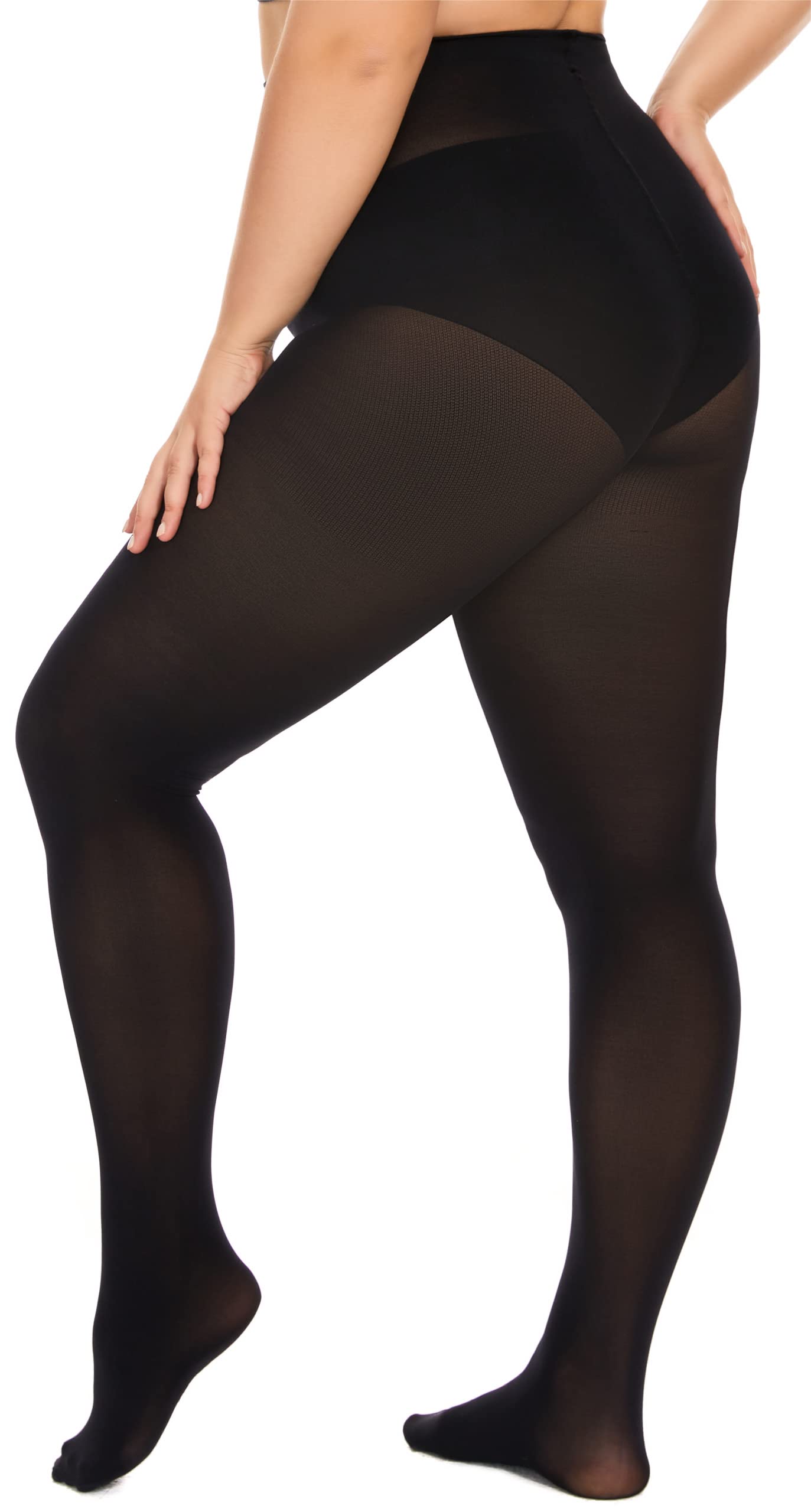 HeyUU Damskie rajstopy plus rozmiary wysoka talia półprzezroczyste XL-4XL