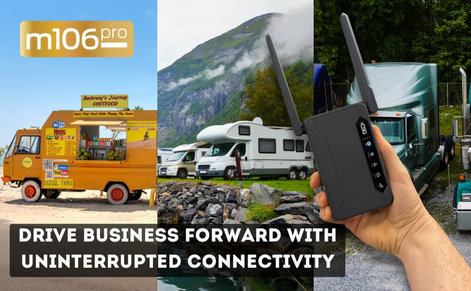 Image of CSG m106 Pro 4G LTE Cellular Cat 12 Dual SIM Business Router, Portable Travel Gateway Modem with 8-Hour Built-in Battery, Verizon, AT&T & T-Mobile Compatible, LTE Wi-Fi Hotspot Alternative