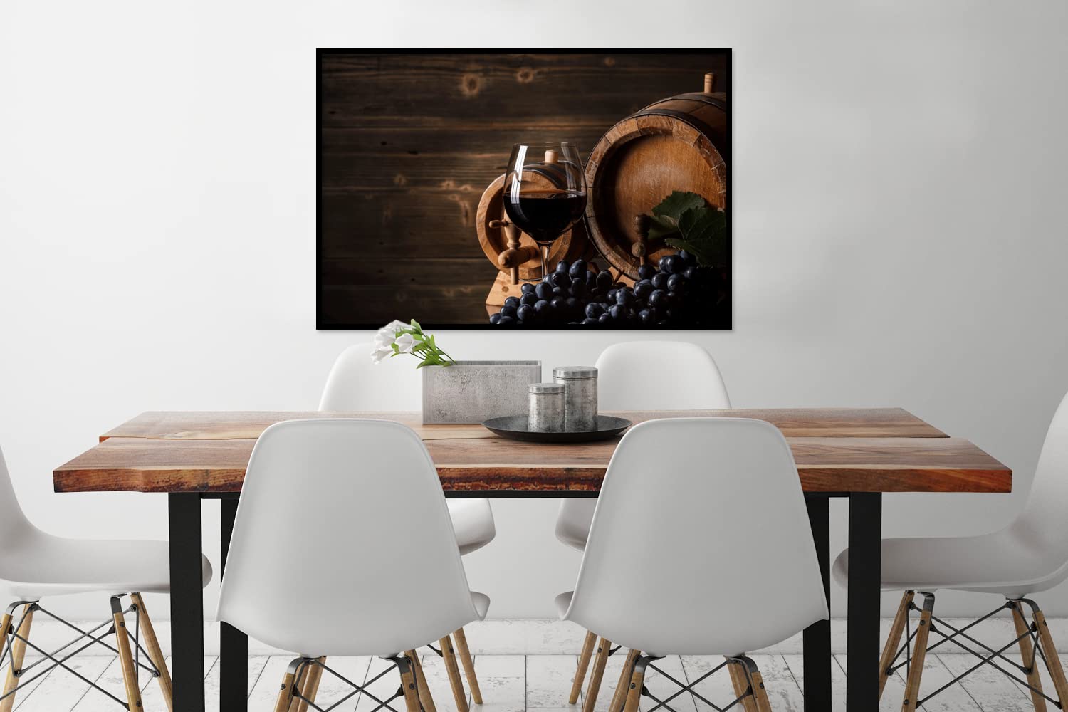 MuchoWow Poster Bilder Wanddeko Deko Wohnzimmer 120x80 cm Wein - Weinglas - Weintrauben - Glas