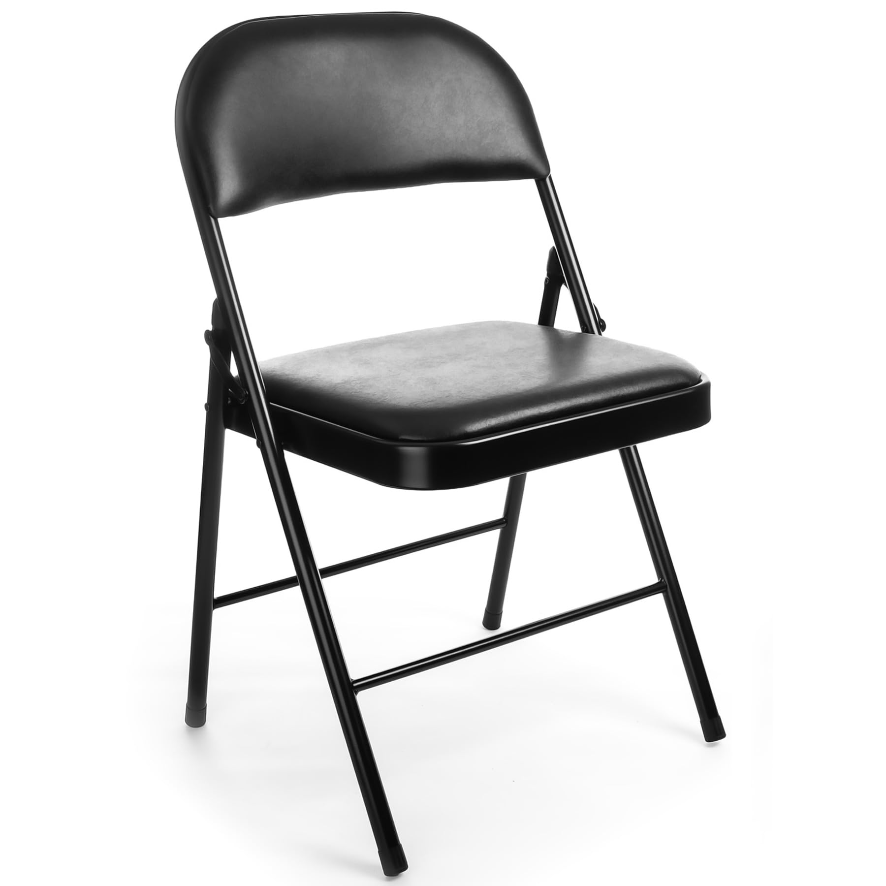 BigDean Klappstuhl 6 Stück gepolstert Klappstühle schwarz Metall Stuhl mit Kunstlederbezug robust bis 130 kg belastbar