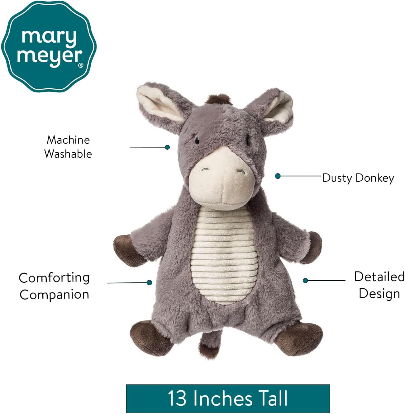 Mary Meyer Lovey Stuffed Animal Plush Soft Snuggle Toy, 13-Inches, Dusty Donkey