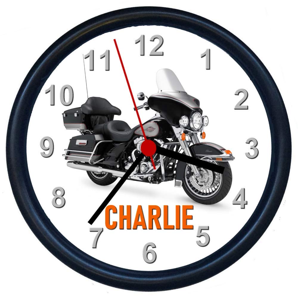 Key Expressions Black Personalised Classic Motorcycle Wall Clock For Harley Davidson Electra Glide Enthusiasts