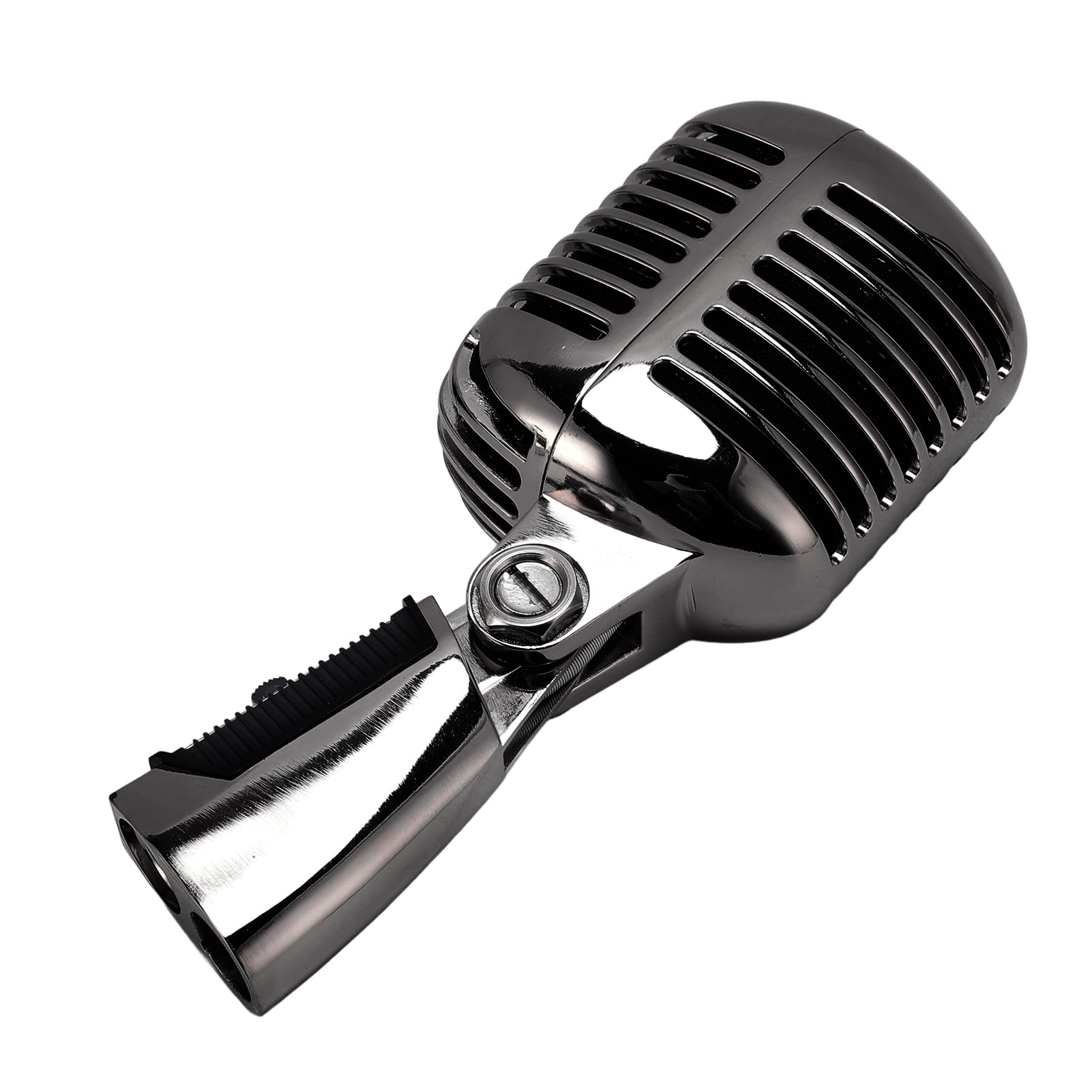 Jiawu Micrófono Dinámico, Micrófono de Escenario de Aleación de Zinc a Prueba de Golpes con Patrón Cardioide, de Mano Vocal con Cable XLR para Grabación de Estudio en (Plata Negro)