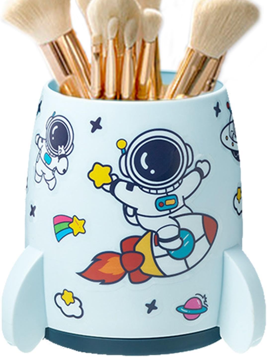 Rocket Pen Holder, Rocket Ship Pencil Cup, Rocket Shape Pencil Cup, Cute Large Interior, High Capacity and Astronaut Stickers for Scissors
