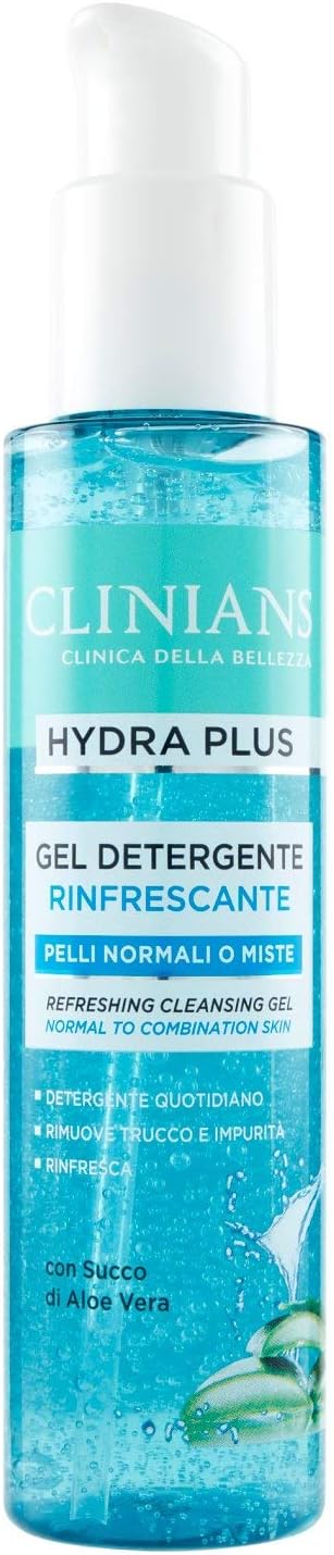 CLINIANS Hydra Plus Refreshing Face Cleansing Gel, dermatologisch getest, reinigt zacht, Made in Italy, 150 ml