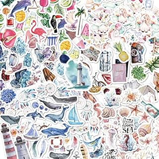 240Pcs PET Scrapbook Vintage Stickers Set, Special Shaped Marine Collection Stickers, Animals & Beach Holiday Stickers for Scrapbooking, DIY Crafts, Laptops, Bullet Journal, Gifts for Adult, Child