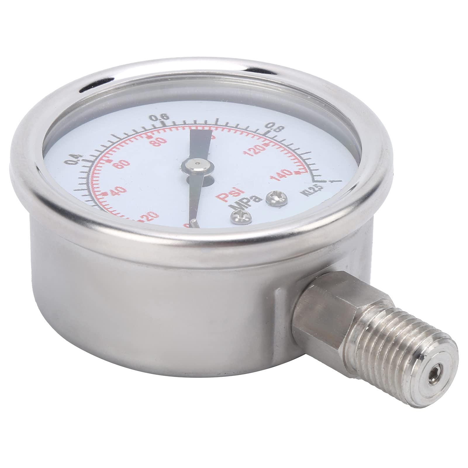 Manometro Industriale Misuratore di Pressione in Acciaio Inossidabile Misurazione Accurata 0‑.0MPa con Filettatura M14x1.5 Installazione Verticale Copertura Quadrante Trasparente