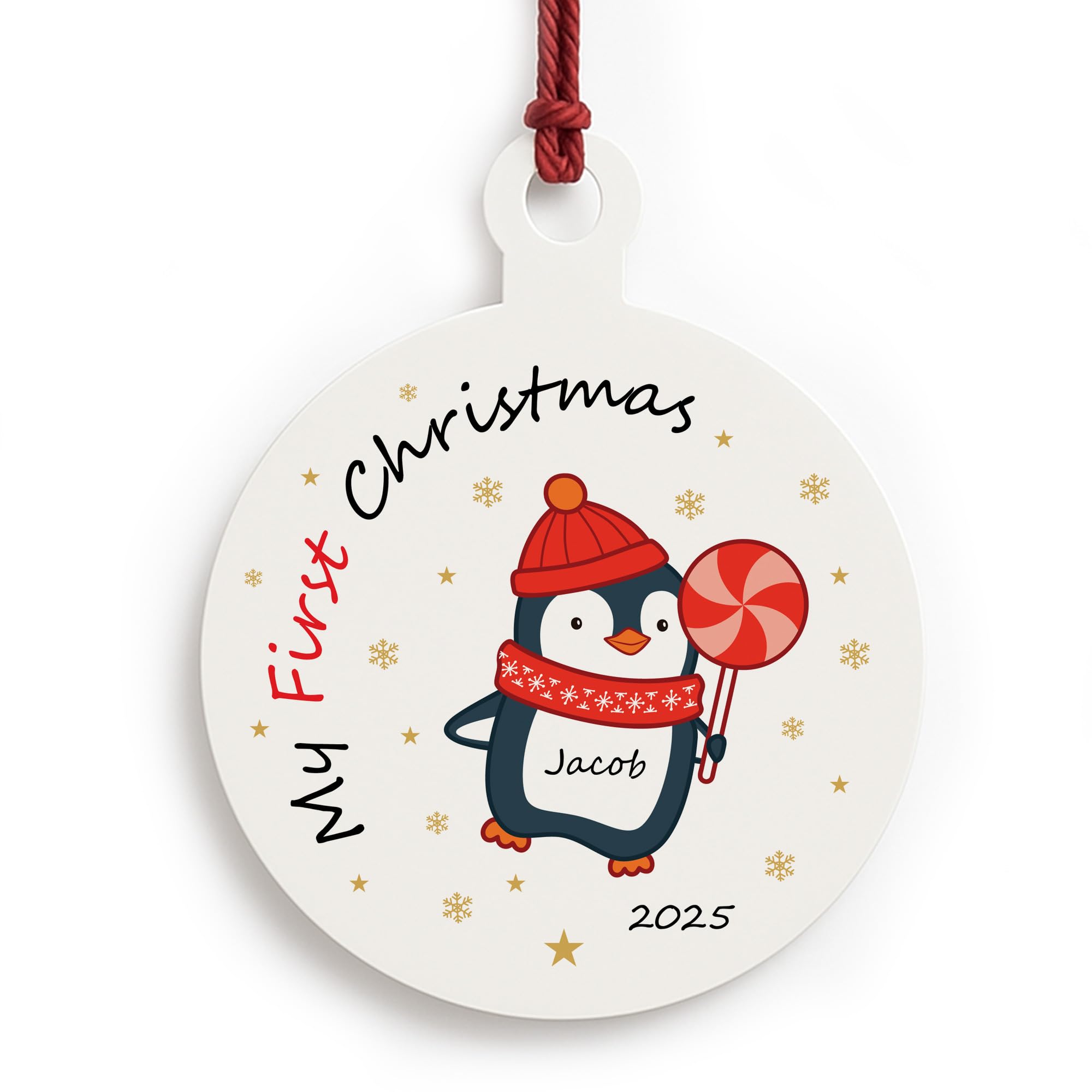 Red Ocean Babys 1st Christmas Decoration Acrylic Bauble Personalised My First Christmas Decoration For Baby Girl Baby Boy Keepsake Bauble For Family