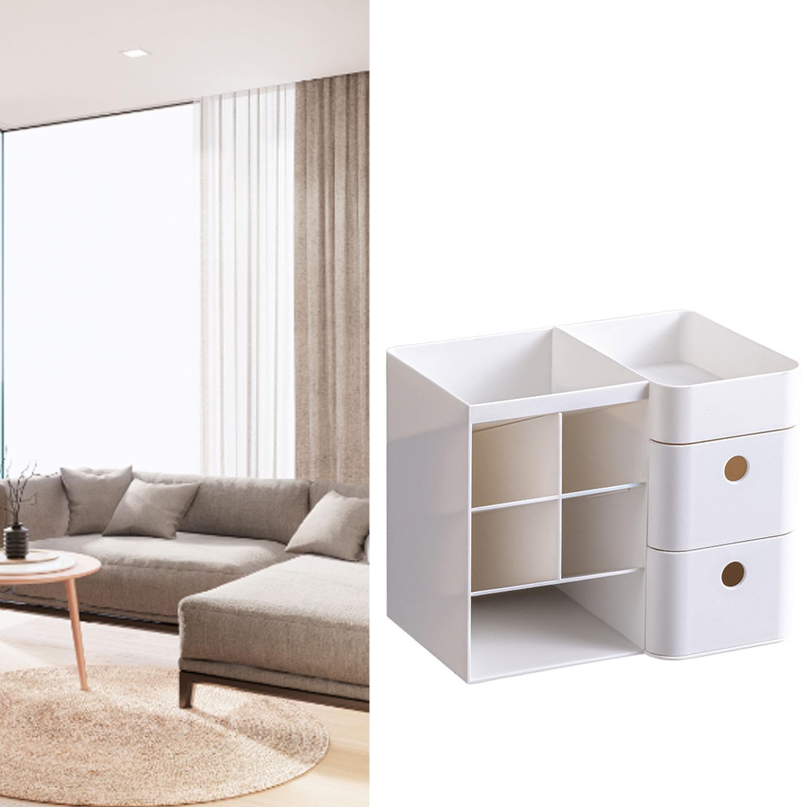 Organizer da scrivania in plastica, multifunzione, bianco, con portapenne inclinato, organizer per evidenziatori, graffette, raccoglitori