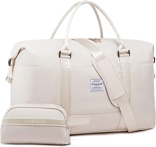 LOVEVOOK Bolsa de fin de semana para mujer, bonita bolsa de viaje para gimnasio, bolsa de viaje con bolsa de artículos de tocador, bolsa de