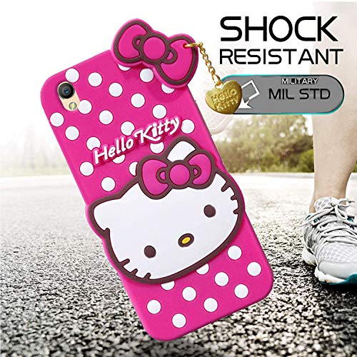 Image of Unirock Hello Kitty Back Case Cover for Oppo A37| 3D Cute Hello Kitty Case |Soft Silicone Rubber Back Cover with Pendant Kitty Cover for Oppo A37 (Pink)