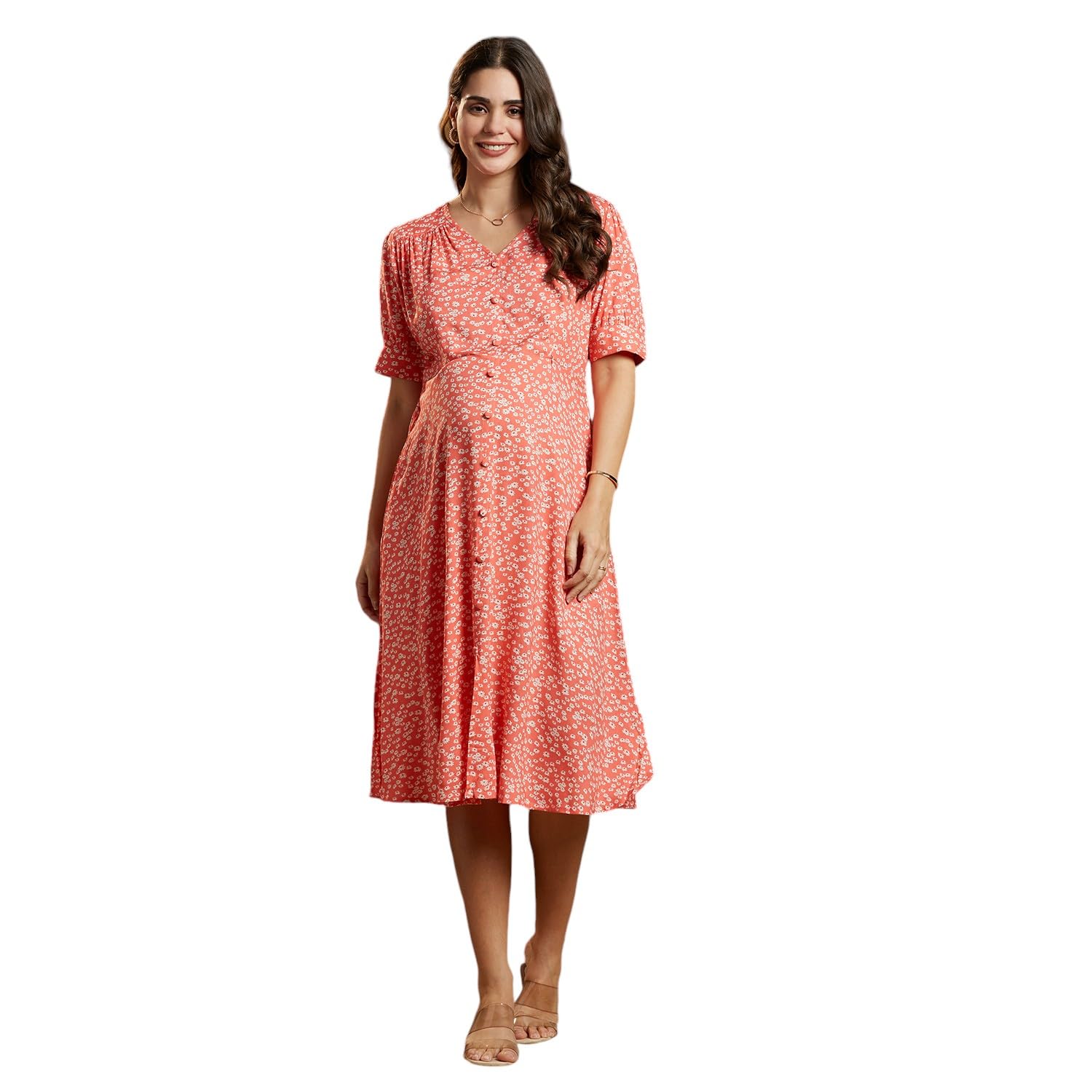 momtobe Women's Fit and Flare Calf Length Dress-picture-30