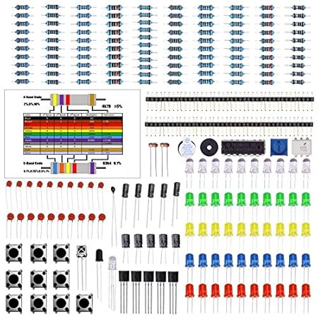 LAFVIN Electronics Component Basic Starter Kit with Flame Sensor,Precision Potentiometer, buzzer, capacitor compatible with Arduino UNO, MEGA2560