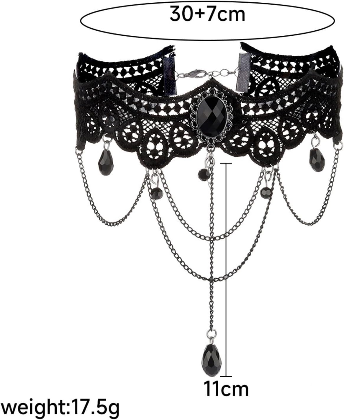 Vintage Lace Choker Necklace for Women Gothic Style Black Crystal Hollowed Out Necklace Statement Layered Tassels Necklace Victoria Halloween Vampire Jewelry - Image 4