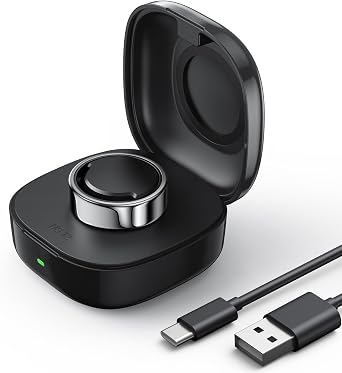 Wireless Charger Case Compatible with O-ra Ring Charger Size 12, Portable Travel Charger Dock with Indicator Light, Universal Compact Charging Box for O-ra Ring Gen3 Heritage/HorizonBlack