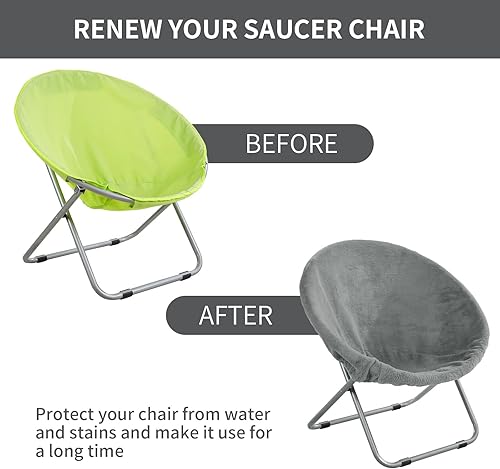 Miniatura 4 de HOMBYS Funda de piel sintética para silla platillo, funda de silla redonda extraíble (sin silla, solo una funda), funda de silla ultrasuave e