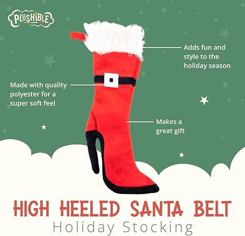 Miniatura 2 de PLUSHIBLE BRIDGING MILES WITH SMILES Medias de Navidad de tacón alto afelpables, decoraciones navideñas suaves y resistentes, soporte para botellas