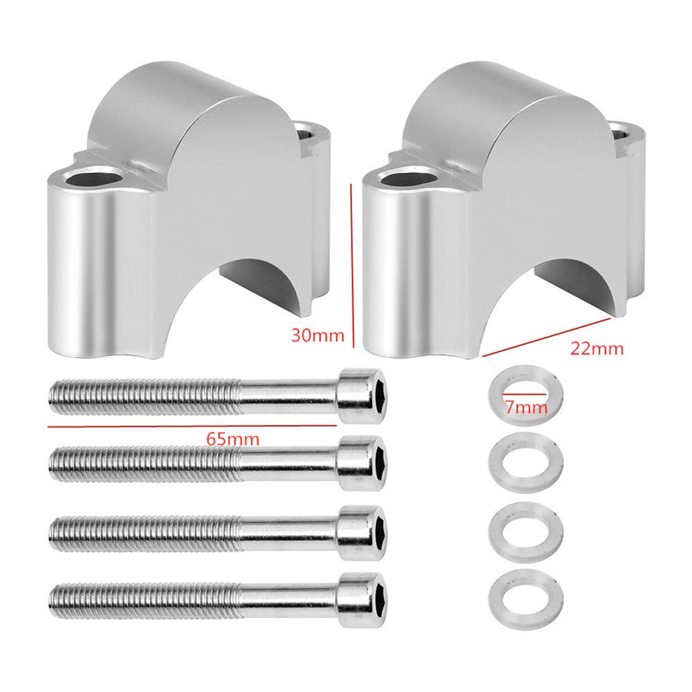 Motorrad Lenker Riser Universal-Motorrad-Lenker-Risers CNC-anodisierte Balkenhalterung-Klemmen 22mm 7/8 "28mm 1-1/8" LenkererhöHung Motorrad (Color : Chrome 22mm)