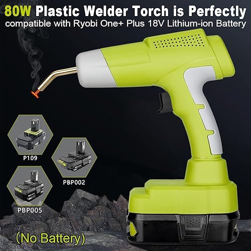 Miniatura 3 de Choerinton Pistola soldadora de plástico inalámbrica, kit de soldador de plástico compatible con batería Ryobi de 18 V, pistola de soldadura de 80 W