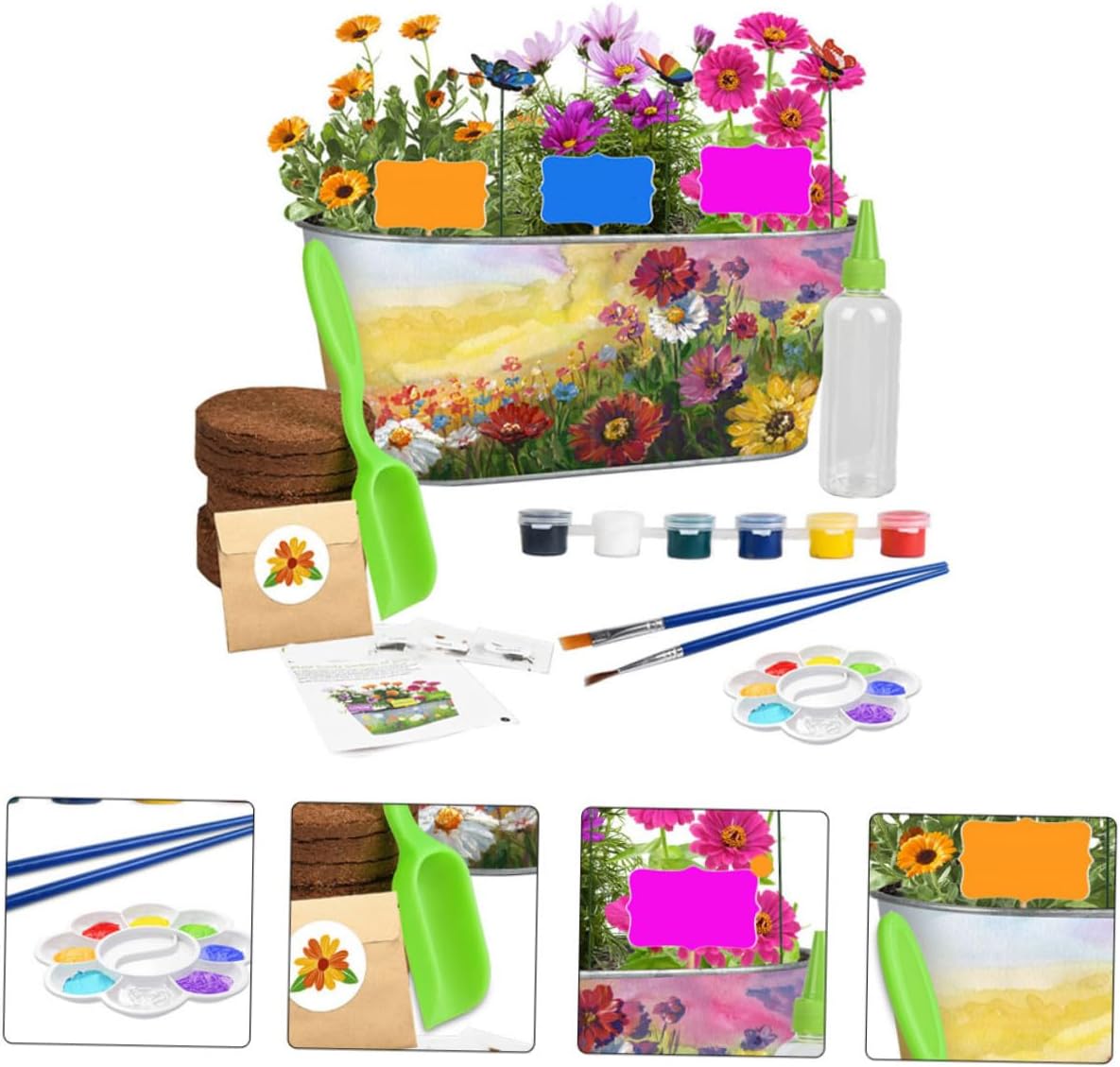 向けガーデニング植物栽培キット 鉄製プランター付き花植えツール 創造力育成クラフト 室内香草栽培 家菜園対応