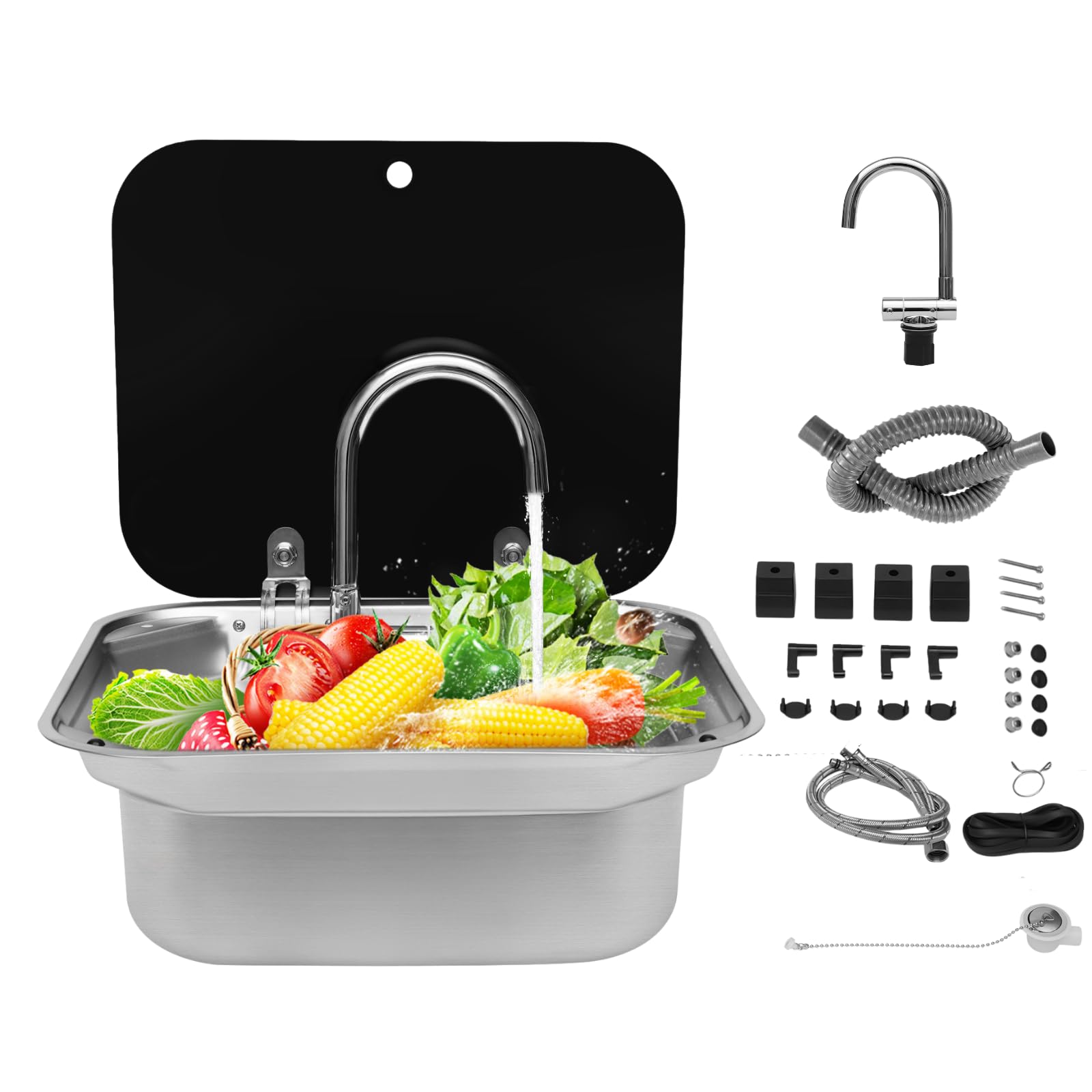 RV Camping Spüle Bausatz, Camping Waschbecken, Wohnwagen Waschbecken Set, RV Wohnmobil Waschbecken, Spülbecken Waschbecken Set, Spüle Set inkl. Zubehör für Camper