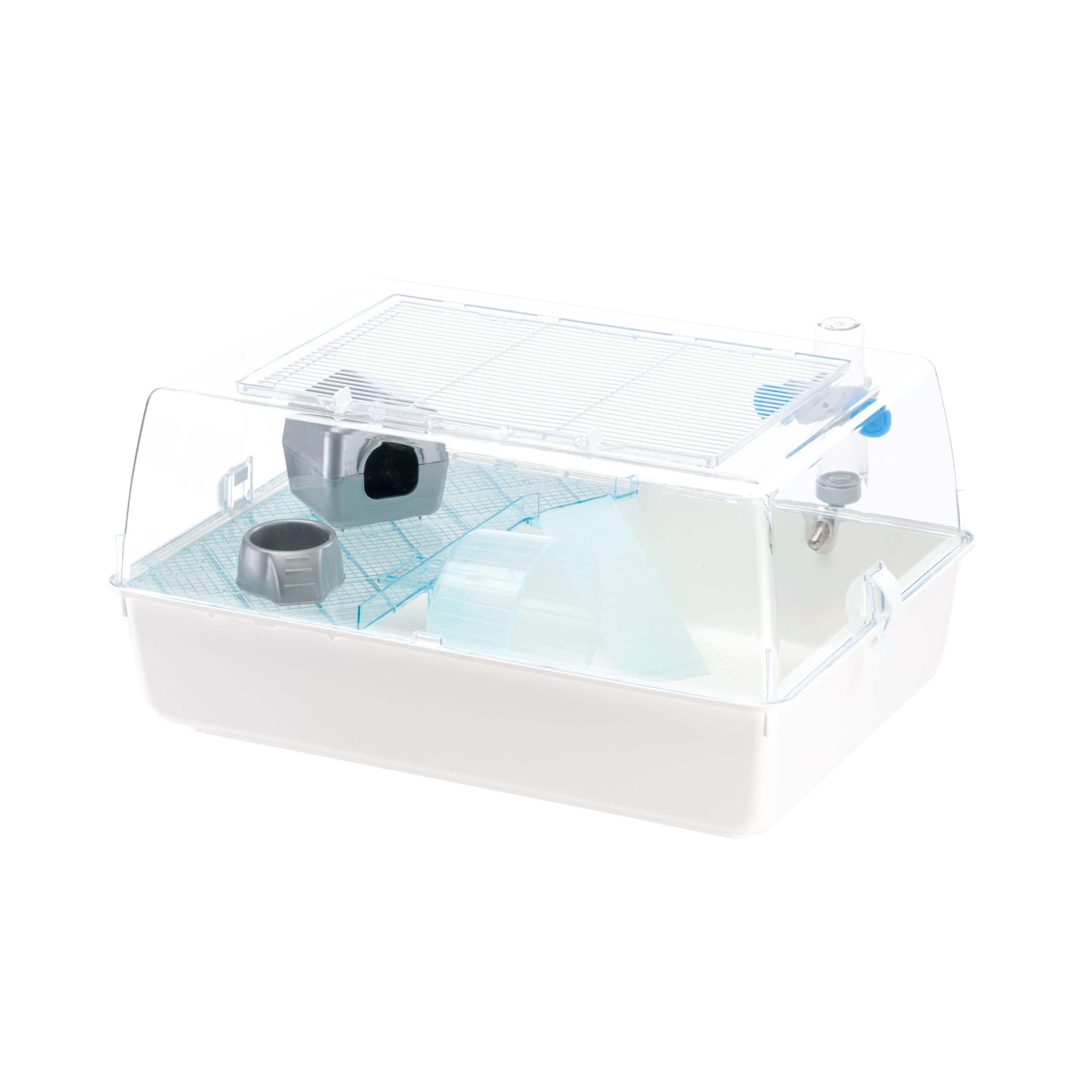 Ferplast Klatka dla chomika klatka dla małych zwierząt MINI DUNA HAMSTER kratka wentylacyjna, przezroczysty dach, akcesoria w zestawie, 55 x 39 x wys. 27 cm