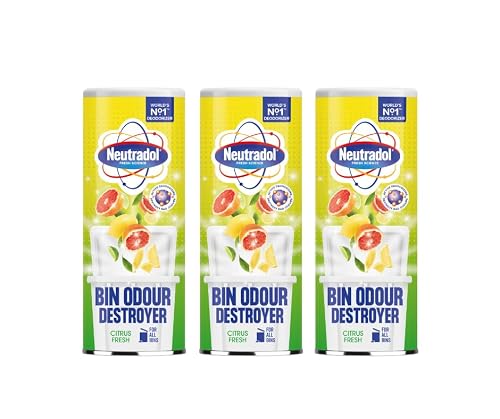 Image of Neutradol Dustbin Odour Destroyer, Bin Freshener Deodorising Powder, Odour Eliminator for Indoor & Outdoor Bins, Citrus Fresh Multipack of 3 x 350g