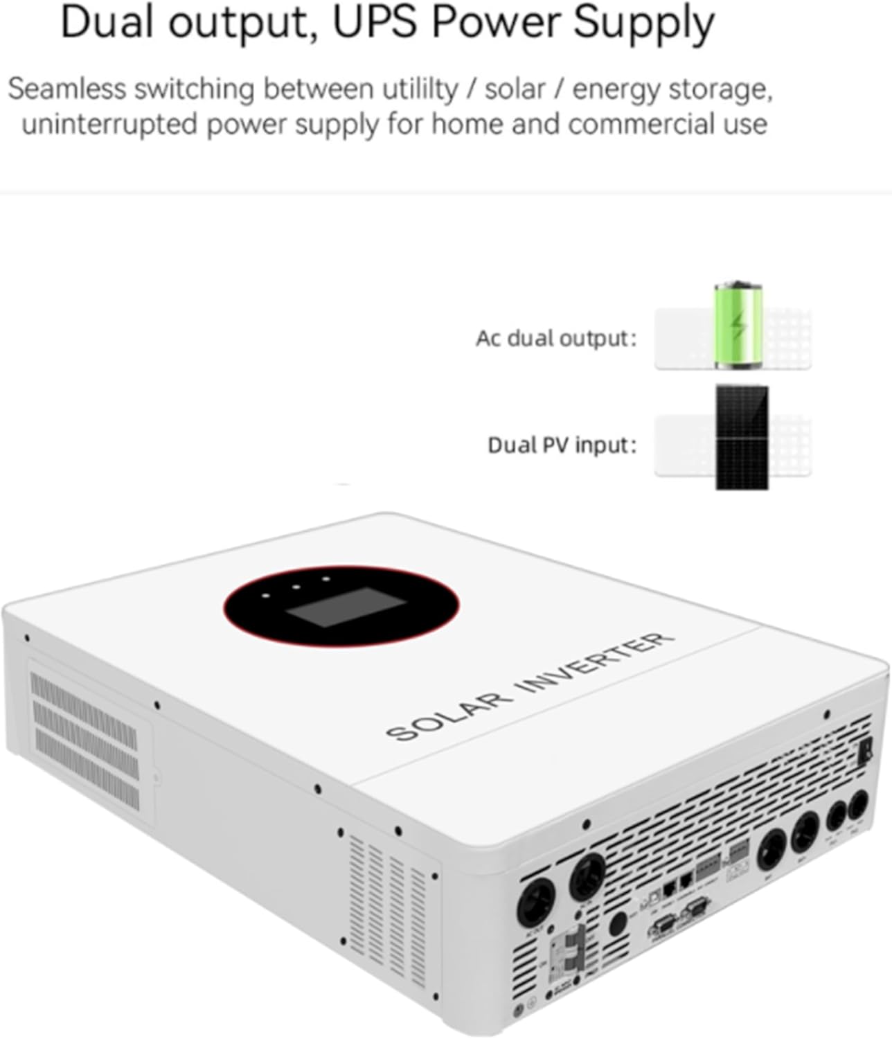 Liniotech 6500W Off-Grid Solar Inverter, 48V Pure Sine Wave Hybrid Inverter, 9000W MPPT, 300V PV VOC, 120V AC Output, WiFi USB RS485 GPRS Monitoring, Lithium/Lead-Acid Battery Support