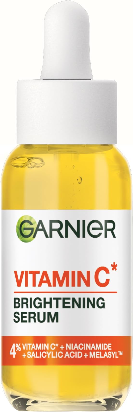 Garnier Vitamin C Serum for Face, Brightening Serum with 4% Vitamin C + Niacinamide + Salicylic Acid, Dark Spot Reducer & Evens Skin Tone, Suitable for Sensitive Skin, 30ml