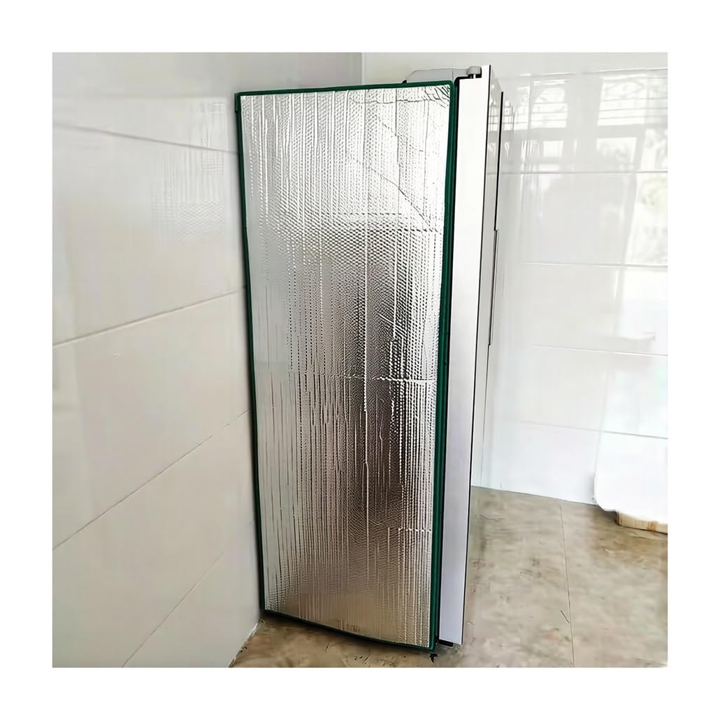 Aluminium Foil Insulation Cover, Insulated Refrigerator Sun Shade, Energy-Saving Silver Freezer Cover with Green Edging for Indoor Outdoor Vertical Refrigerator(50x70cm/19.7x27.6")