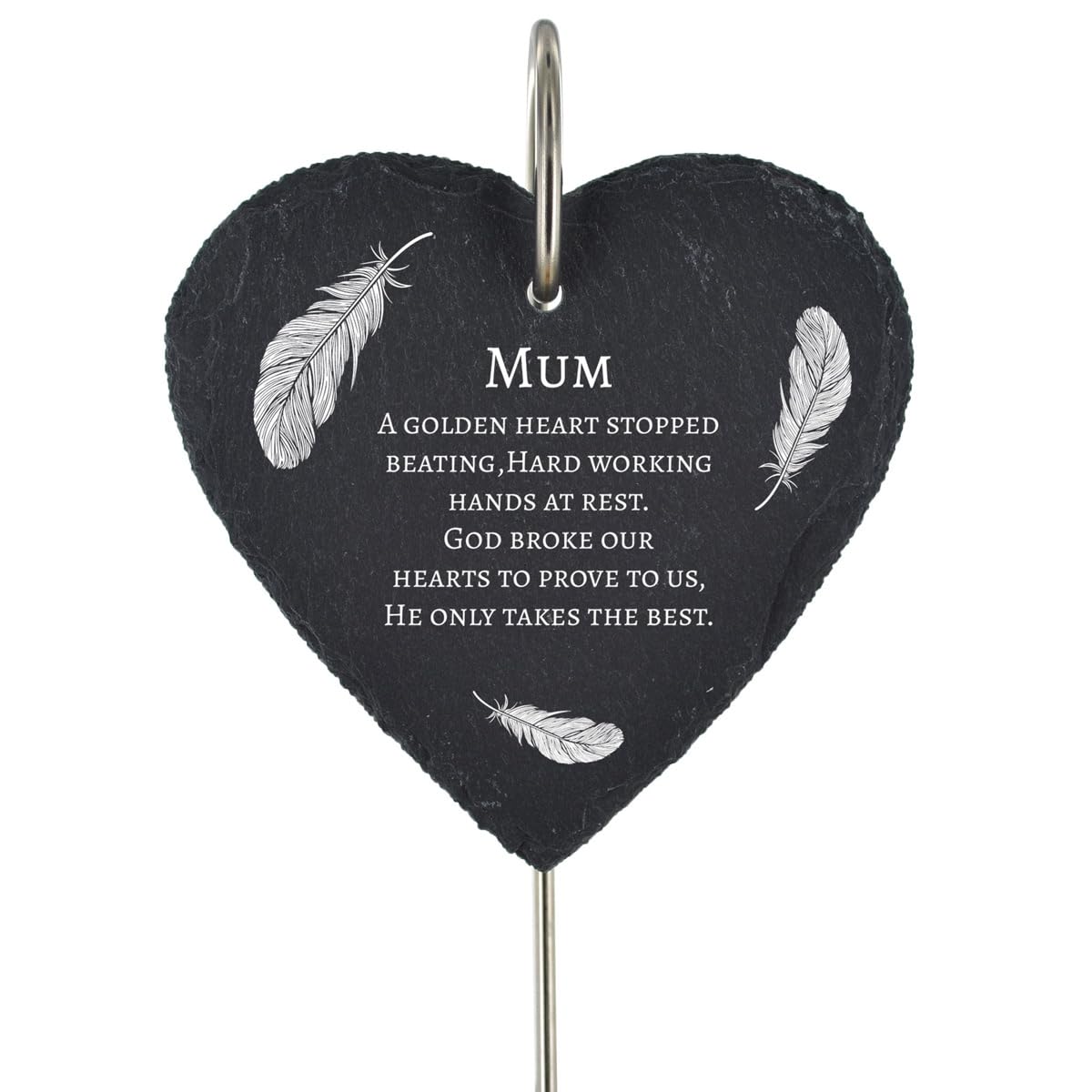 Mum Grave Stick Marker Plaque Ornament Memorial Slate Heart Graveside Decor