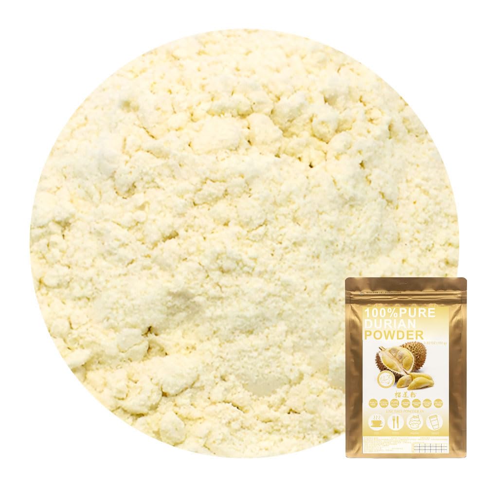 Plant Gift 100% Pure Durian Powder 榴莲粉 100G/3.25oz Non-GMO Powder, No Filler, No additives, Natural Durian flour, Best Flavor for Smoothie, Drinks, Tea and Baking, Adds Flavor and Taste