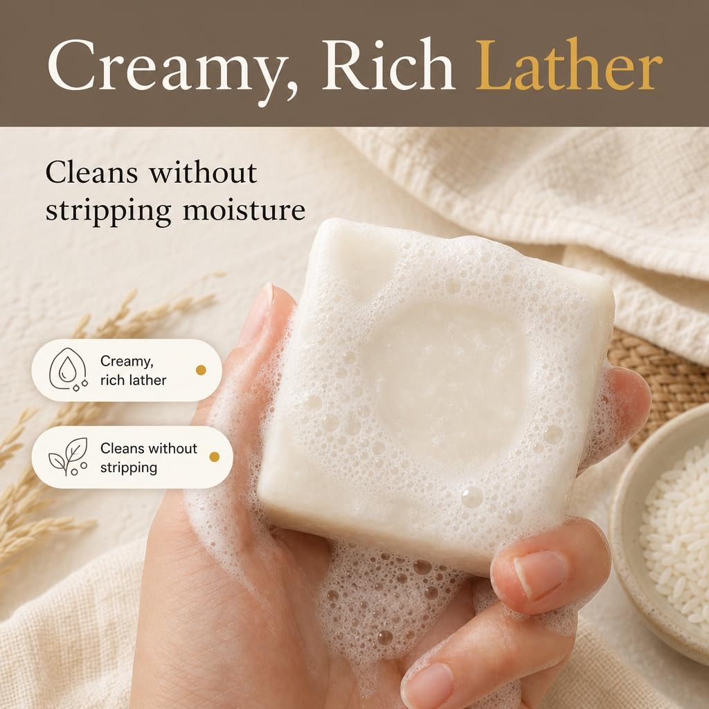 Rice Water Protein Shampoo Bar – Solid Shampoo for All Hair Types with Kaolin Clay – Strengthening, Nourishing, Plastic-Reducing Hair Care – 3.5oz Bar – Women-Owned (Lavender Honey) image 2