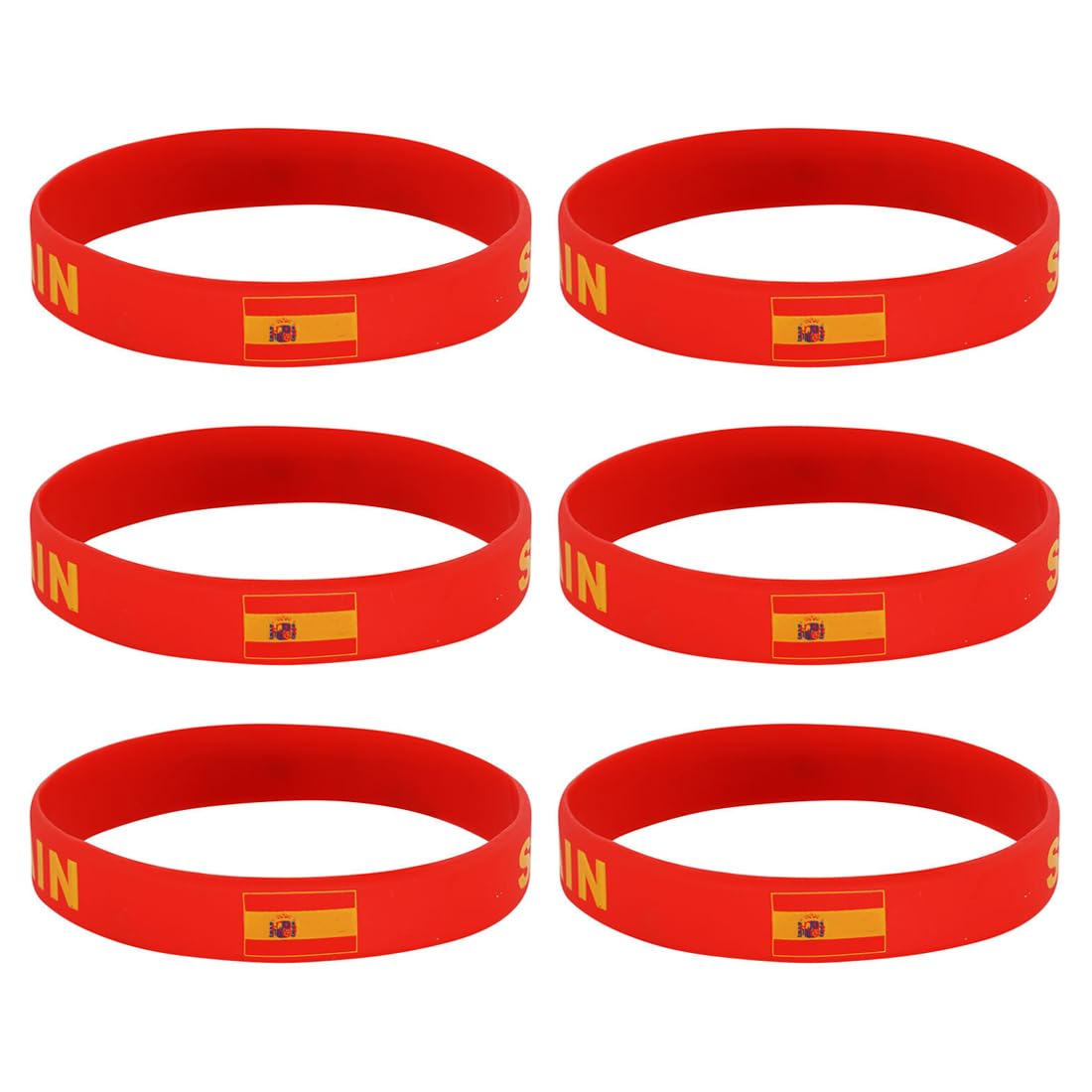 6 Pièces Spanische Flag Silicone Wristbands Wrist Bands, Bracelet Robuste Et Durable Orné Du Drapeau Spanische, Pour Bracelet De Sport Coupe Du Monde, Souvenirs De Football Athletics (C)