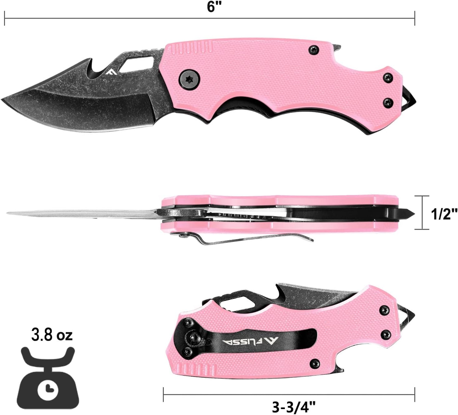 FLISSA 15-inch Fixed Blade Tactical Bowie Knife with Sharpener & Mini Folding Pocket Knife