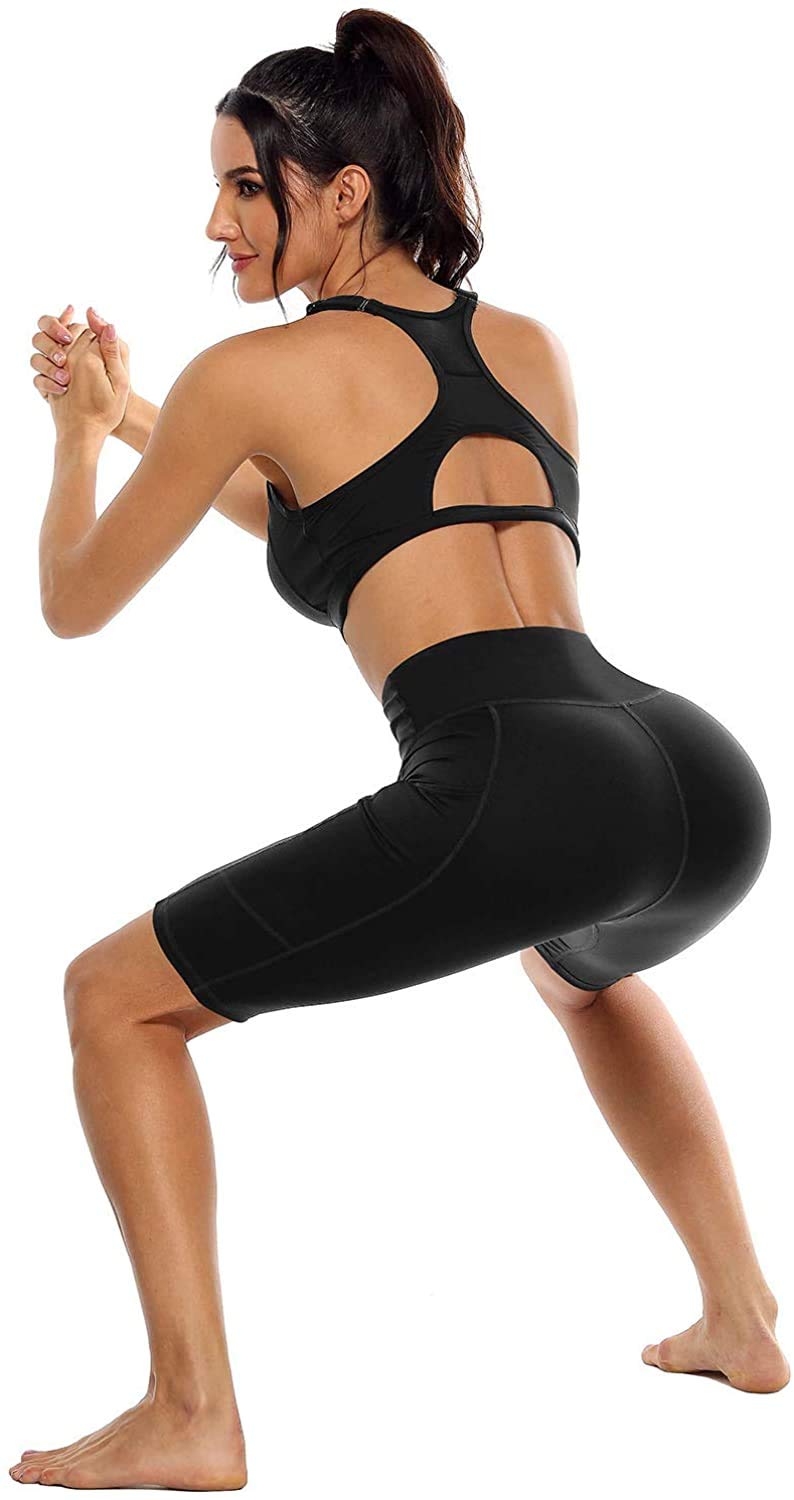 Anwell Radlerhose Damen Kurze Sporthose Handytasche Sport Kurz Leggings