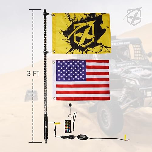 Miniatura 7 de Xprite 1 luz LED RGB de 3 pies, control remoto y aplicación, patrón de persecución DIY con luces de freno de marcha atrás, antena de seguridad,