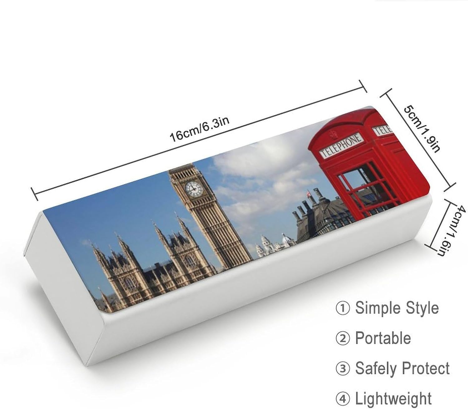 London Big Ben Eyeglass Case, Durable Convenient Spectacle Cases with Cleaning Cloth Leather Eyeglasses Storage Box for Sunglasses Man Women