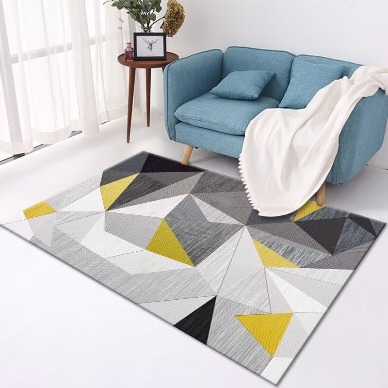 Carpette de chambre antidérapante jaune pour une déco maison chaleureuse
