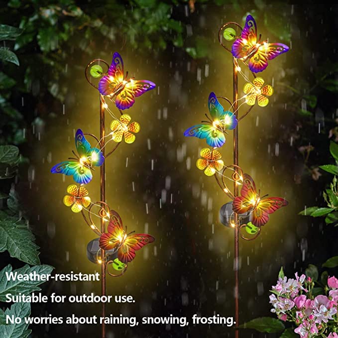 Zonnelampen voor buitendecoratie, 2 stuks vlinder zonne-buitenverlichting, IP65 waterdichte zonne-tuinverlichting decoratie, zonne-bloemlamp voor terras, tuin, gazon, balkon decoratief Zonnelampen voor buitendecoratie, 2 stuks vlinder zonne-buitenverlichting, IP65 waterdichte zonne-tuinverlichting decoratie, zonne-bloemlamp voor terras, tuin, gazon, balkon decoratief