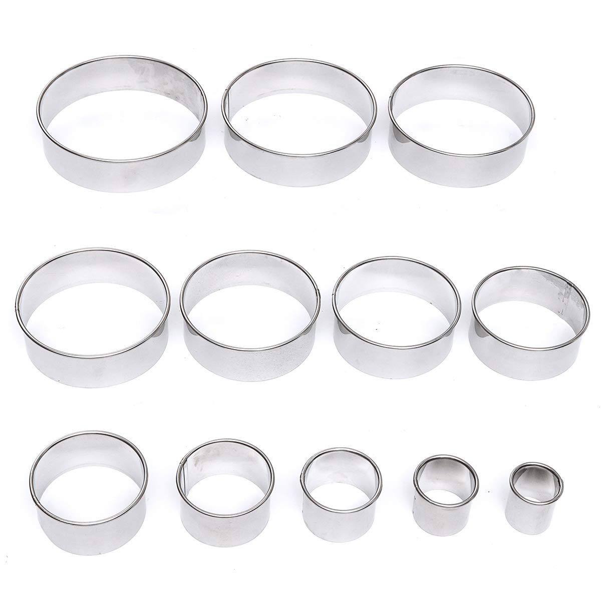Tutoy 12 Stks DIY Ronde RVS Mousse Cirkel Ring Mallen Cake Cookie Gebak Bakken Cutter Mould Set