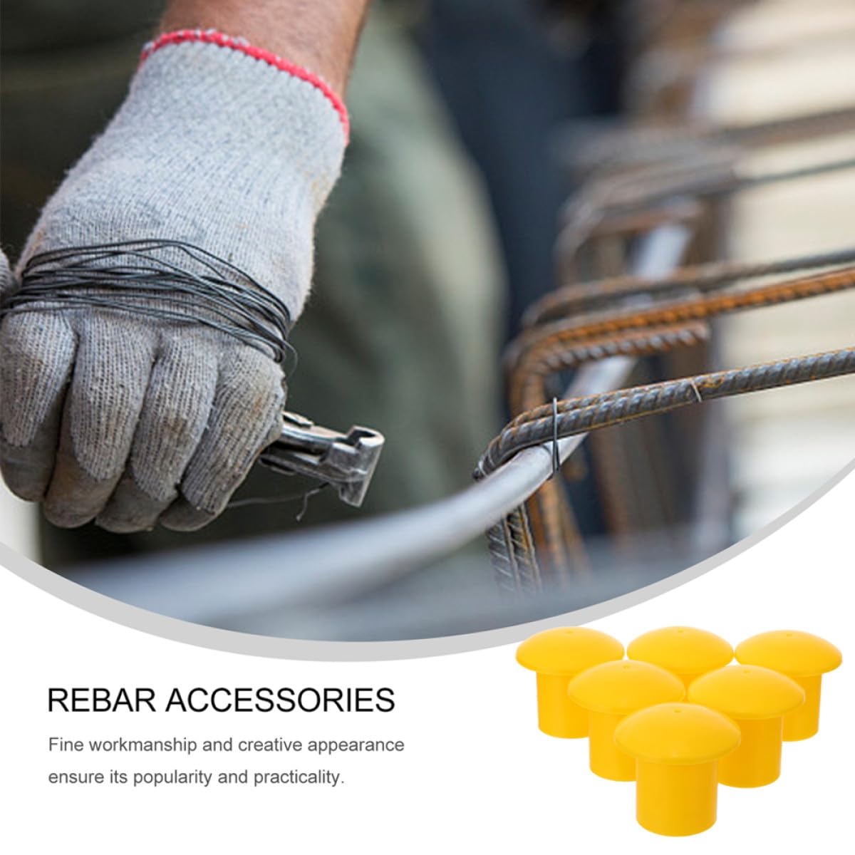 Tapas de Seguridad Protector de Extremo Resistente 60 Alta Visibilidad para Varillas de Refuerzo de Plástico Amarillo para Obra y Construcción