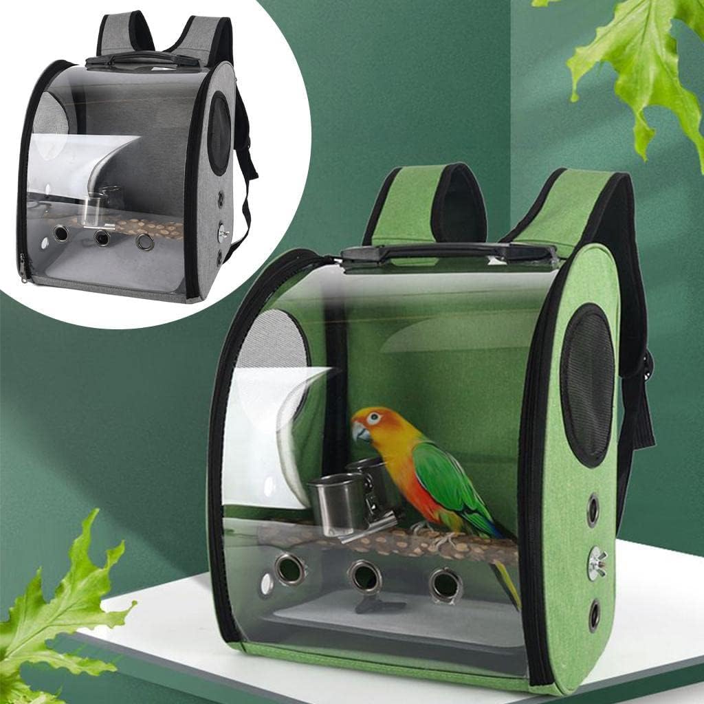 Compact Carrier for Birds with Clear View and Travel Features, Gray