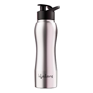 Lifelong Stainless Steel Water Bottle 750ml | Durable, Leak-Proof, Easy Grip, Rust Free, Easy-to-Clean, Odour-Free Bottle with Secure Cap for School, Travel, Gym & Work (LLBT02, Silver) - image, photos