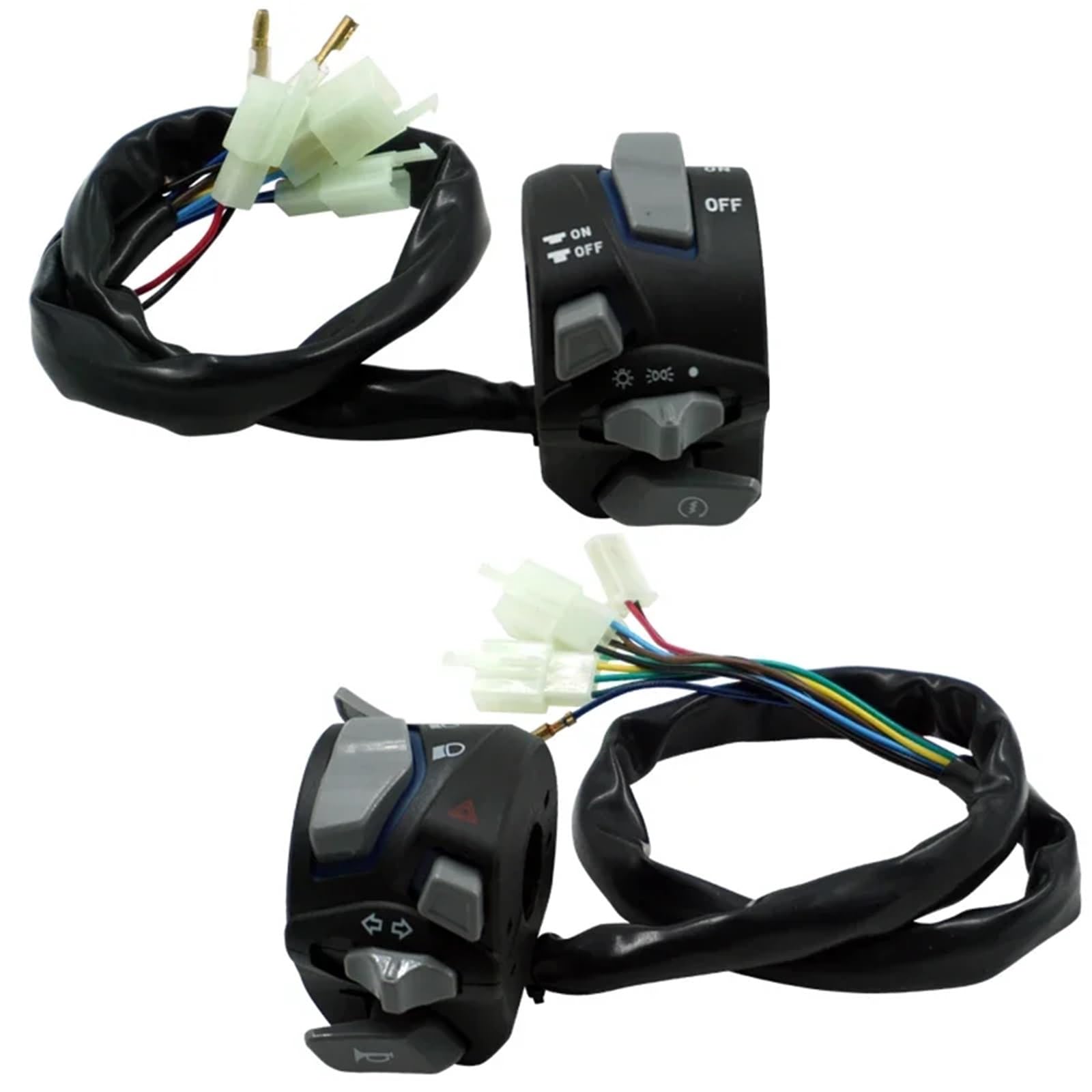 Włącznik kierownicy motocykla 7/8 ''22mm przełącznik na kierownicę motocykla światło ostrzegawcze reflektora kierunkowskaz klakson przycisk Start Kill With(Blue-Light)