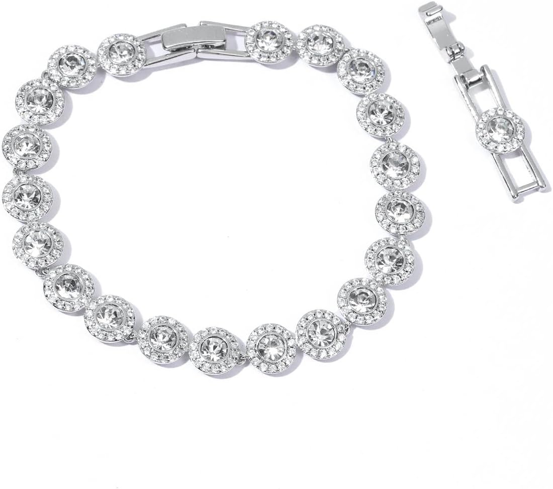 ZOEY Angelic Crystal Necklace - 18K Plated 38-40.5cm Adjustable Chain, 18.5-21cm Extendable Bracelet, Elegant Around Crystal Jewelry