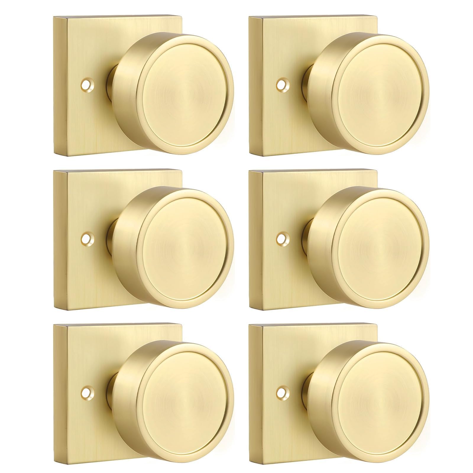 Haidms Gold Dummy Door Knobs for Closet, Half No-Turning, 6 Pieces