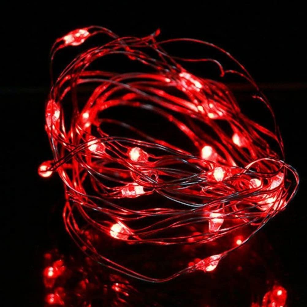 anso 5V USB LED String Lights Fairy 20M 10M 5M Silver Wire Waterproof Garland Home Decor (Red,10m 100leds)