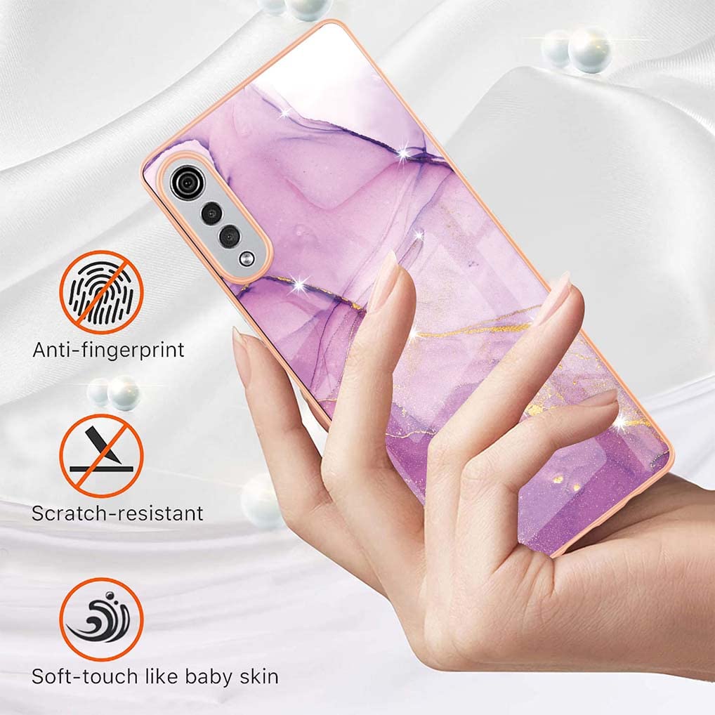 SEAHAI Cover per LG Velvet 5G/4G, Ultra Sottile Custodia in TPU a Gradiente Colori, Antiurto Bumper Silicone Protettiva, Staccabile Cellulare Case per LG Velvet 5G/4G, Viola